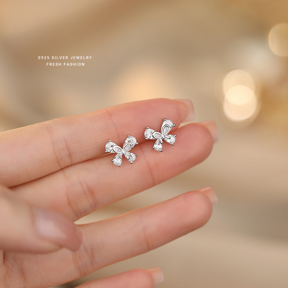C廠 韓國韓版鑲鋯石蝴蝶S925純銀耳環 批發 折扣@洽客服 25.11.W1「E5723」