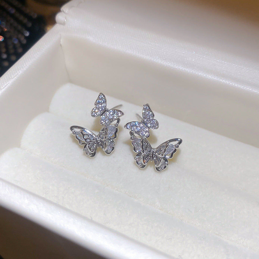 A2廠 韓國韓版鋯石蝴蝶銀針耳環批發 折扣@洽客服 26.03.W3「HE30893」
