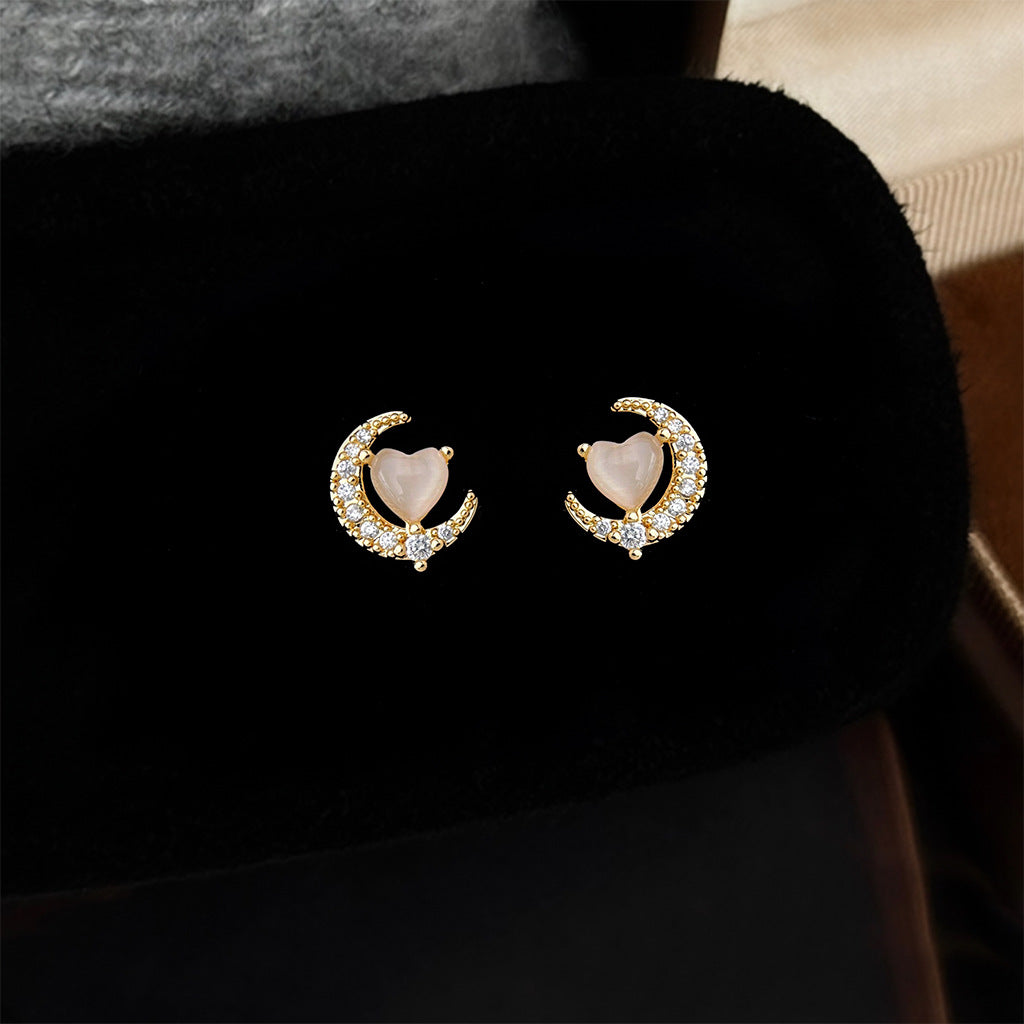 A2廠 日韓款氣質月亮玻璃貓眼石銀針耳環 批發 折扣@洽客服 25.12.W1「4408」