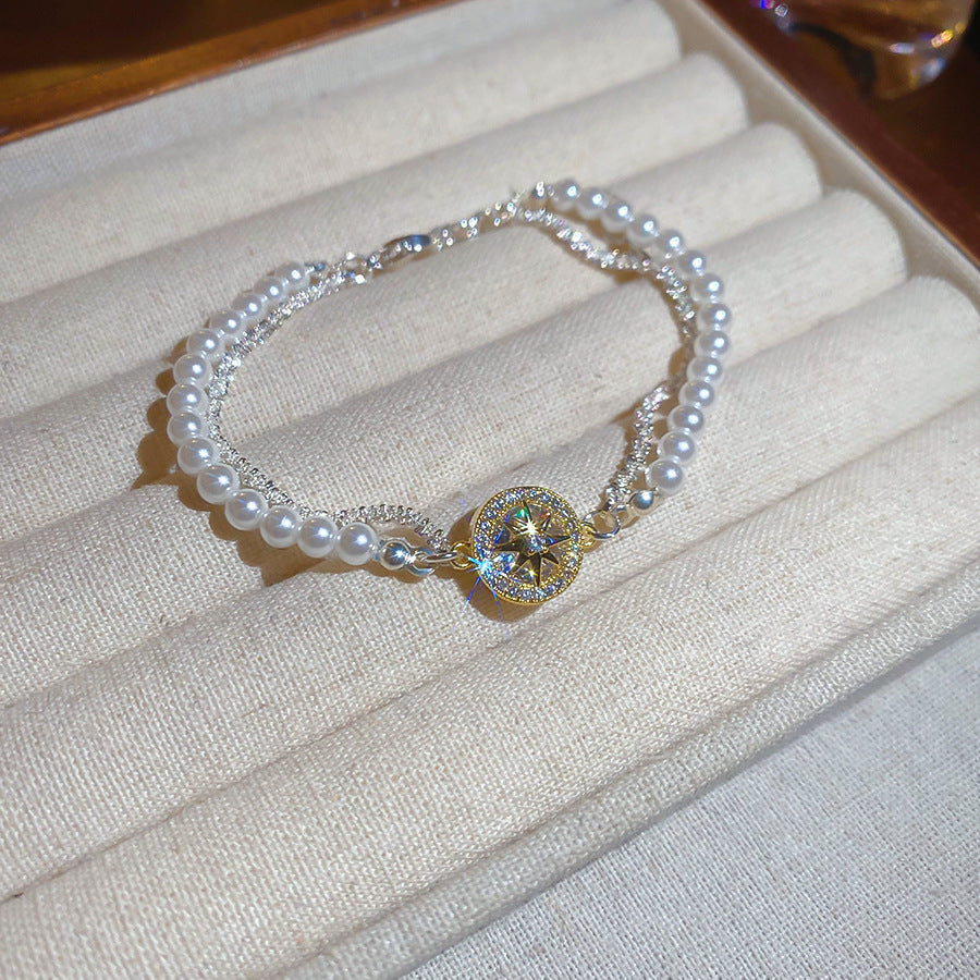 A2廠 韓國韓版珍珠芒星吊墜雙層手鍊 批發 折扣@洽客服 25.10.W3「HB4588」