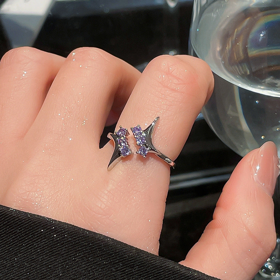 A2廠 韓國韓版 鋯石拼接芒星開口戒指批發 折扣@洽客服 26.03.W2「HR2977」