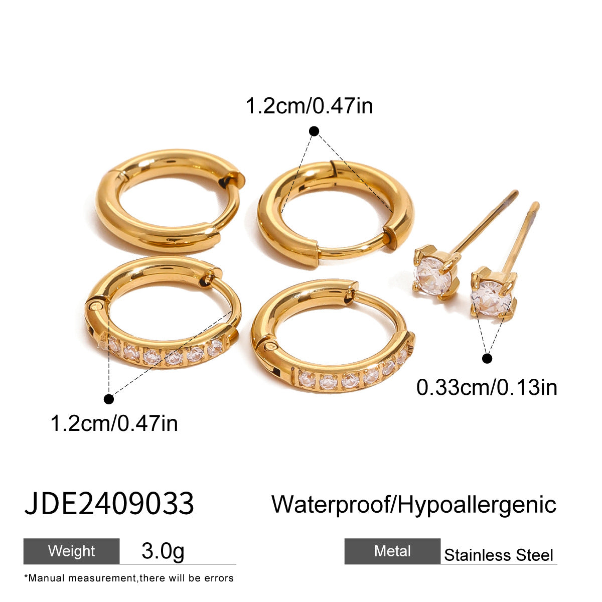 B廠 歐美款 水鑽太陽耳夾 鈦鋼鍍18K金耳環 批發 折扣@洽客服 25.10.W5「JDE0306052」