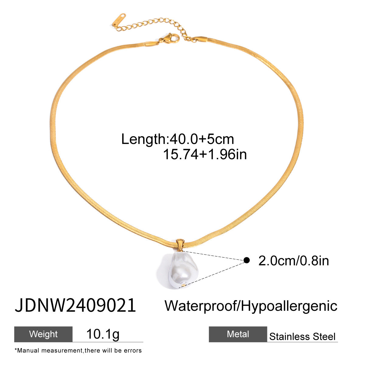 B廠 歐美款 玻璃珍珠鈦鋼鍍18K金項鍊「JDNW2409021」24.12.W2 批發折扣@洽客服