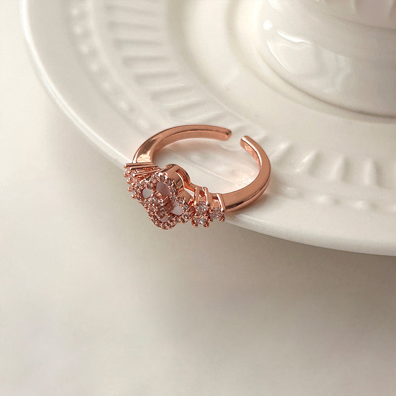 A2廠 日韓款鋯石幸運草開口戒指 批發 折扣@洽客服 25.11.W4「HR2787」