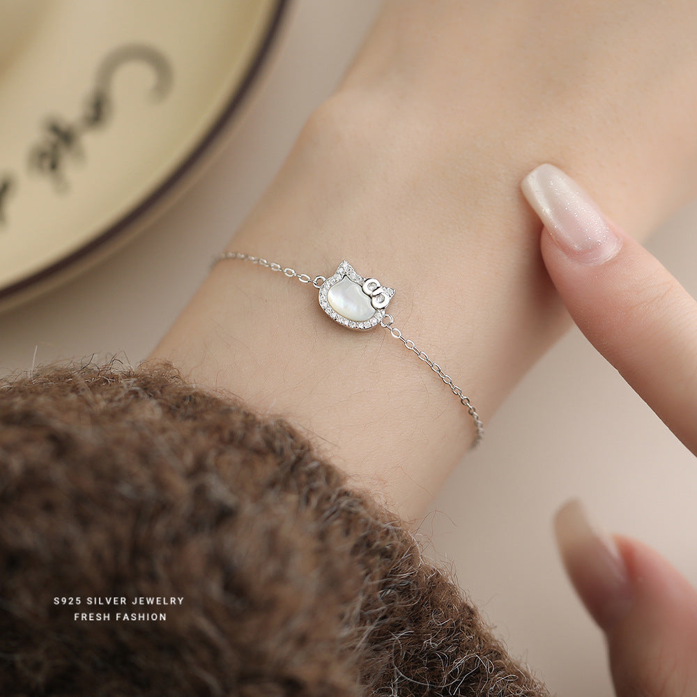 C廠 S925純銀｜韓國韓版白貝母鑲鑽手鍊 26.02.W1「L1294」