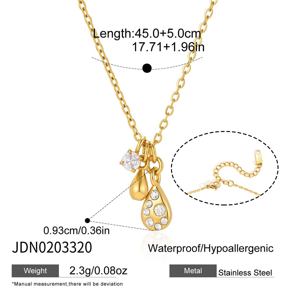 B廠 歐美款 CHERIE 水鑽鈦鋼鍍18K金項錬 26.06.W1「JDN0203320,JDN0303338」