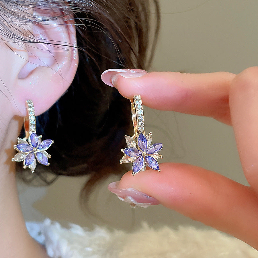 A2廠 韓國韓版鑲鑽花朵銀針耳環 批發 折扣@洽客服 25.12.W4「HE29791」