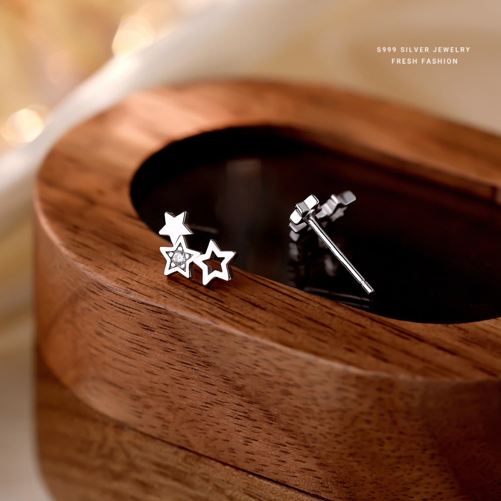 C廠 韓國韓版鏤空五角星S999純銀耳環 批發 折扣@洽客服 25.12.W3「E5880」