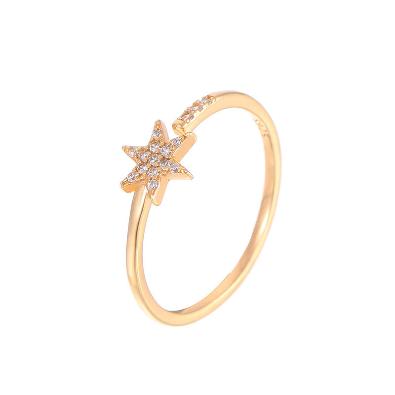 C廠 韓系 六芒星鋯石S925純銀戒指批發 折扣@洽客服 26.08.W1「RS3955」
