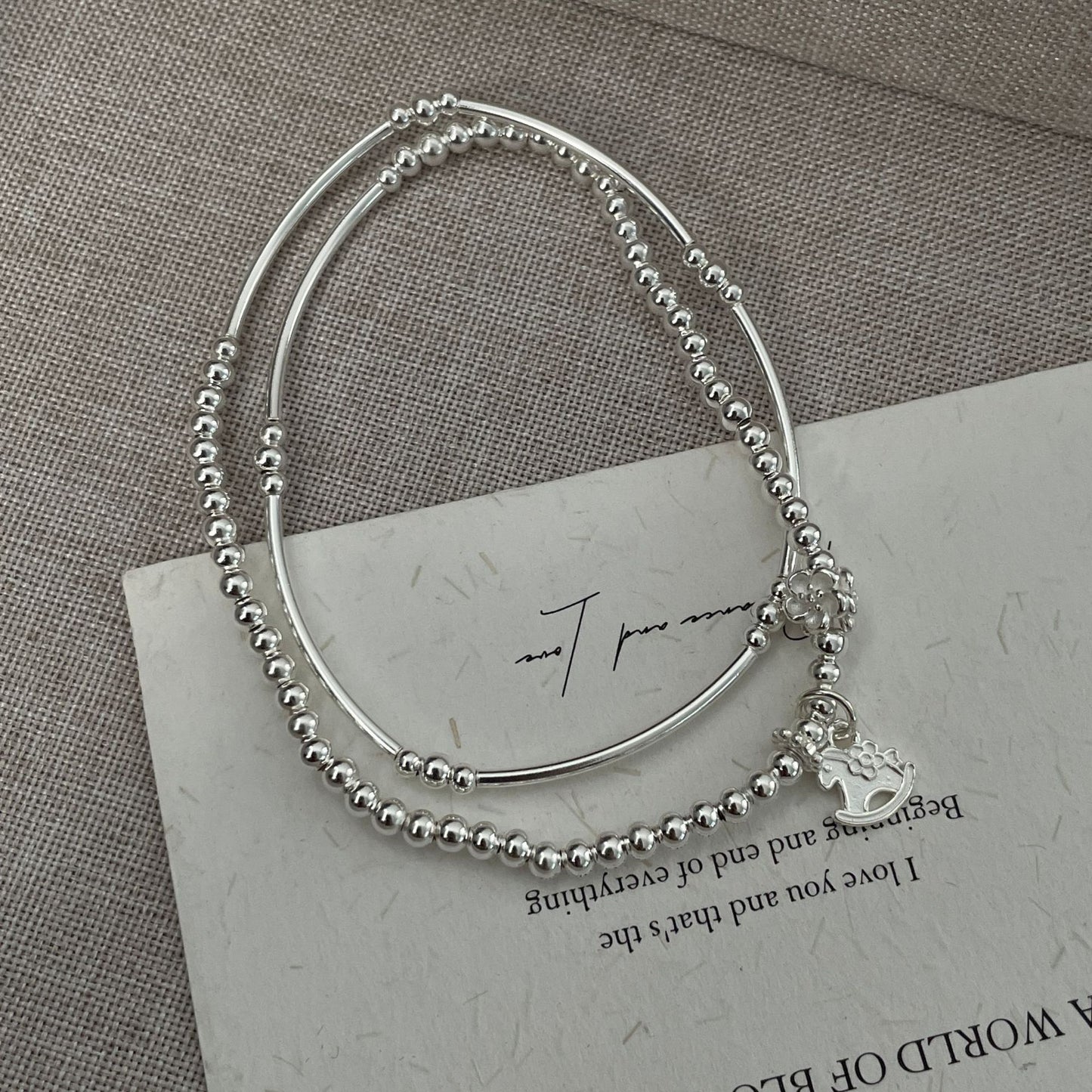 C2廠 韓國韓版馬上有花雙層S925純銀手鍊 批發 折扣@洽客服 26.01.W1「XSB4101」