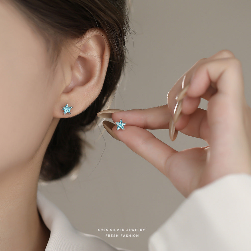 C廠 韓國韓版海藍五角星 S925純銀耳環 批發 折扣@洽客服 25.12. W2「E5846」
