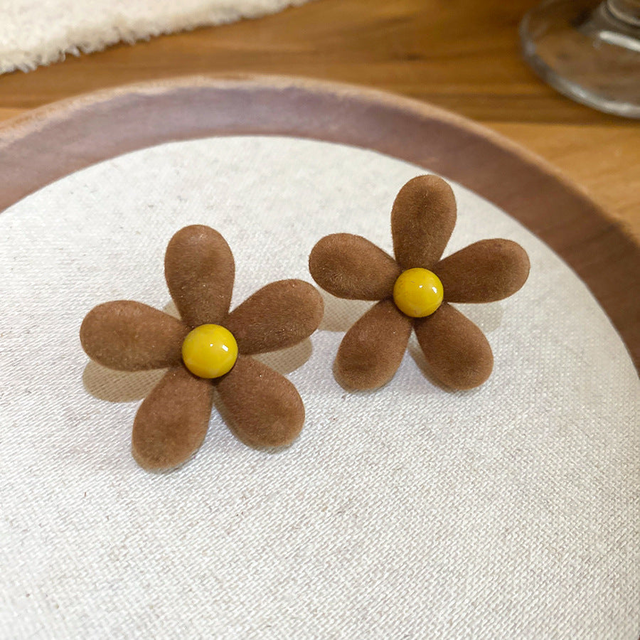 A2廠 韓國韓版壓克力植絨花朵銀針耳環 批發 折扣@洽客服 25.11.W2「HE29154」