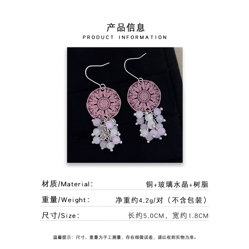 A廠 日韓系豆沙粉鏤空花朵耳環批發 折扣@洽客服 26.10.W1「7878」