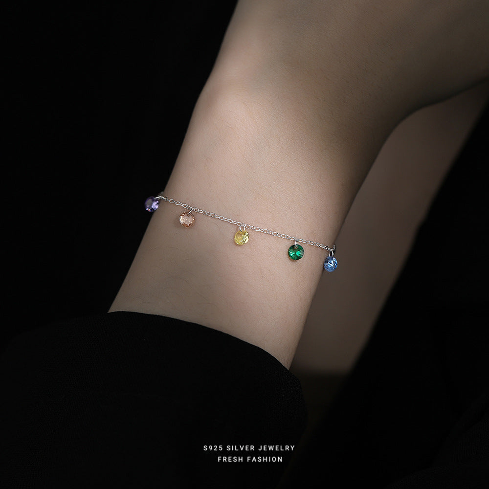 C廠 韓國韓版流蘇彩鋯S925純銀手鍊 批發 折扣@洽客服 25.12.W4「L251」