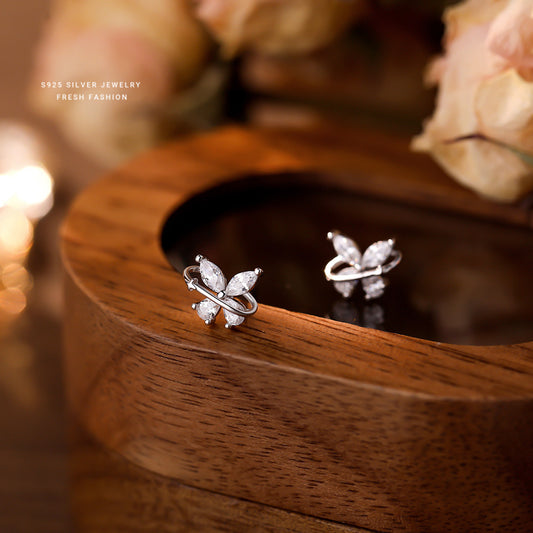 C廠 韓國韓版流星鋯石蝴蝶S925純銀耳環 批發 折扣@洽客服 25.12.W4「E5939」