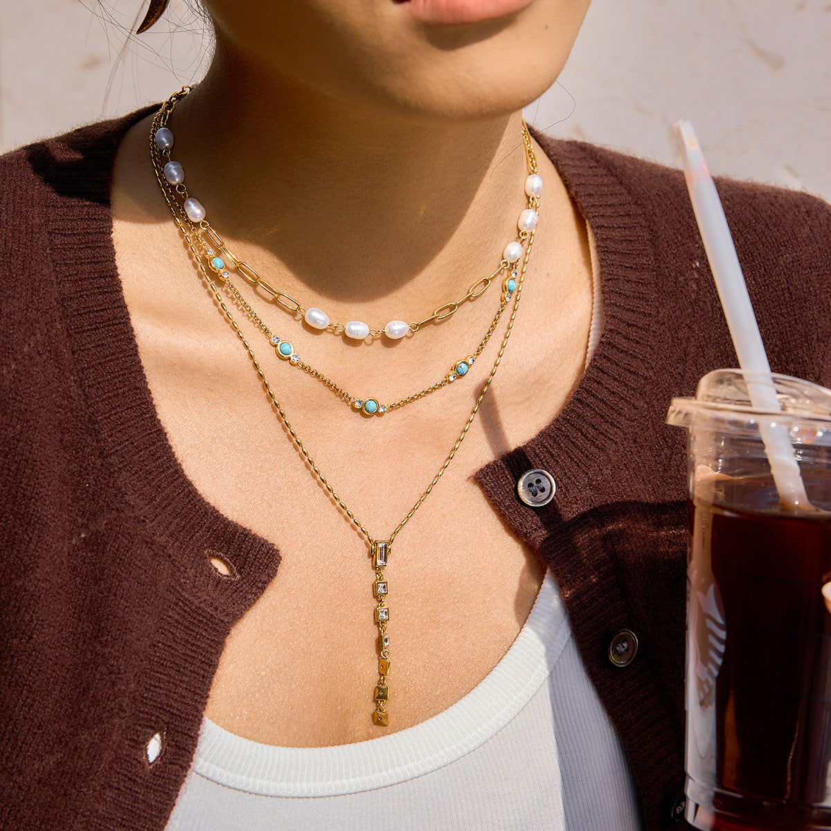 B廠 歐美款 藍松石鈦鋼鍍18K金項鍊 批發 折扣@洽客服 26.02.W3「JDN0311112」