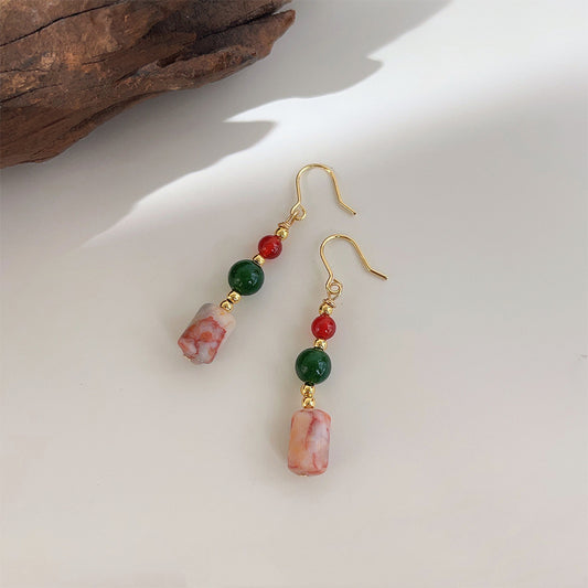 A2廠 日韓款紅玉半開~手工款真瑪瑙銀針耳環 批發 折扣@洽客服 25.12.W1「4051」