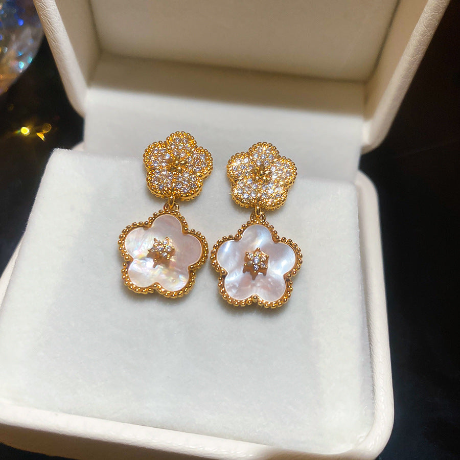 A2廠 日韓款鋯石花朵五瓣花電鍍18k真金銀針耳環 批發 折扣@洽客服 25.11.W4「WE4953」