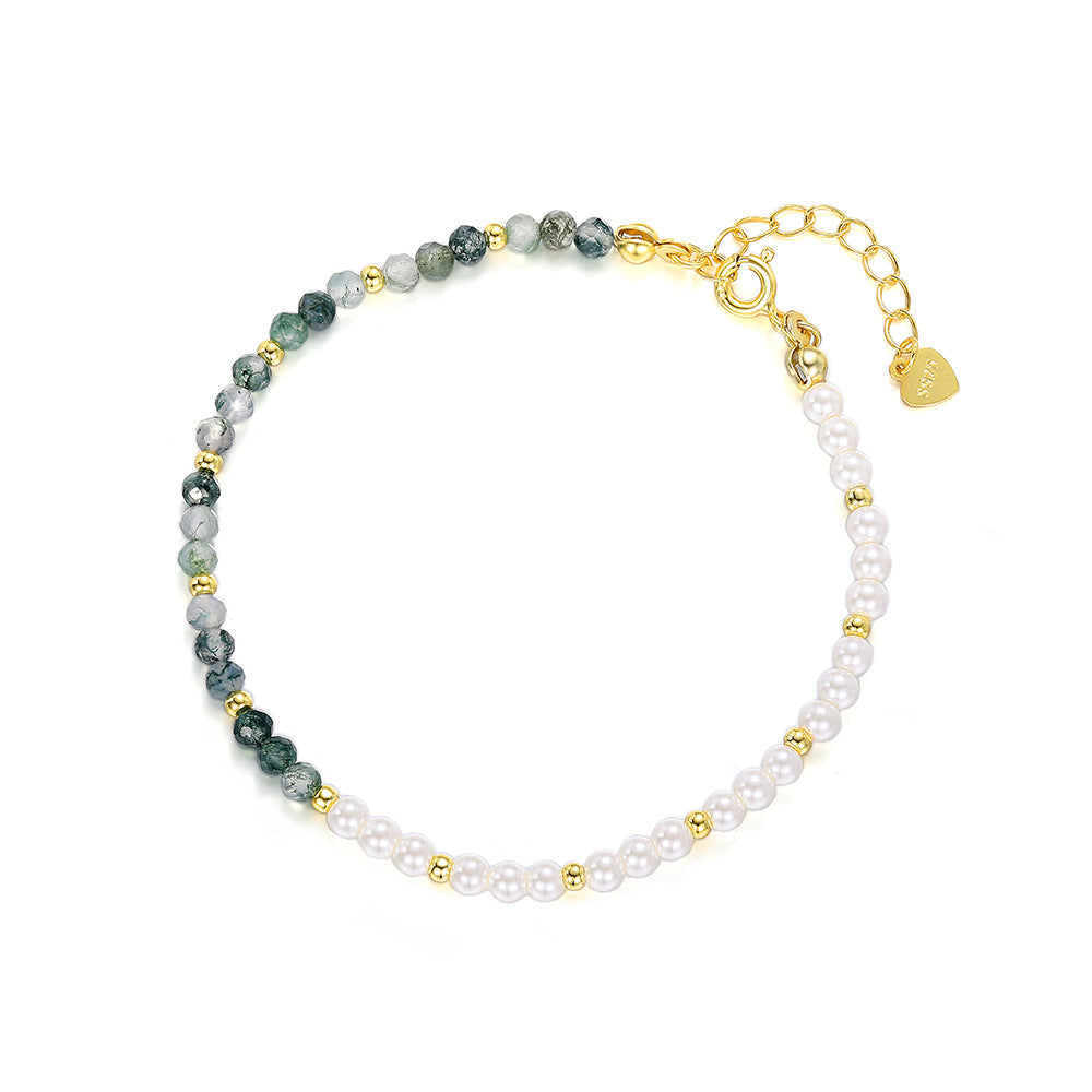 C廠 韓國韓版天然水草瑪瑙珍珠S925純銀手鍊 批發 折扣@洽客服 25.10.W5「L1113」