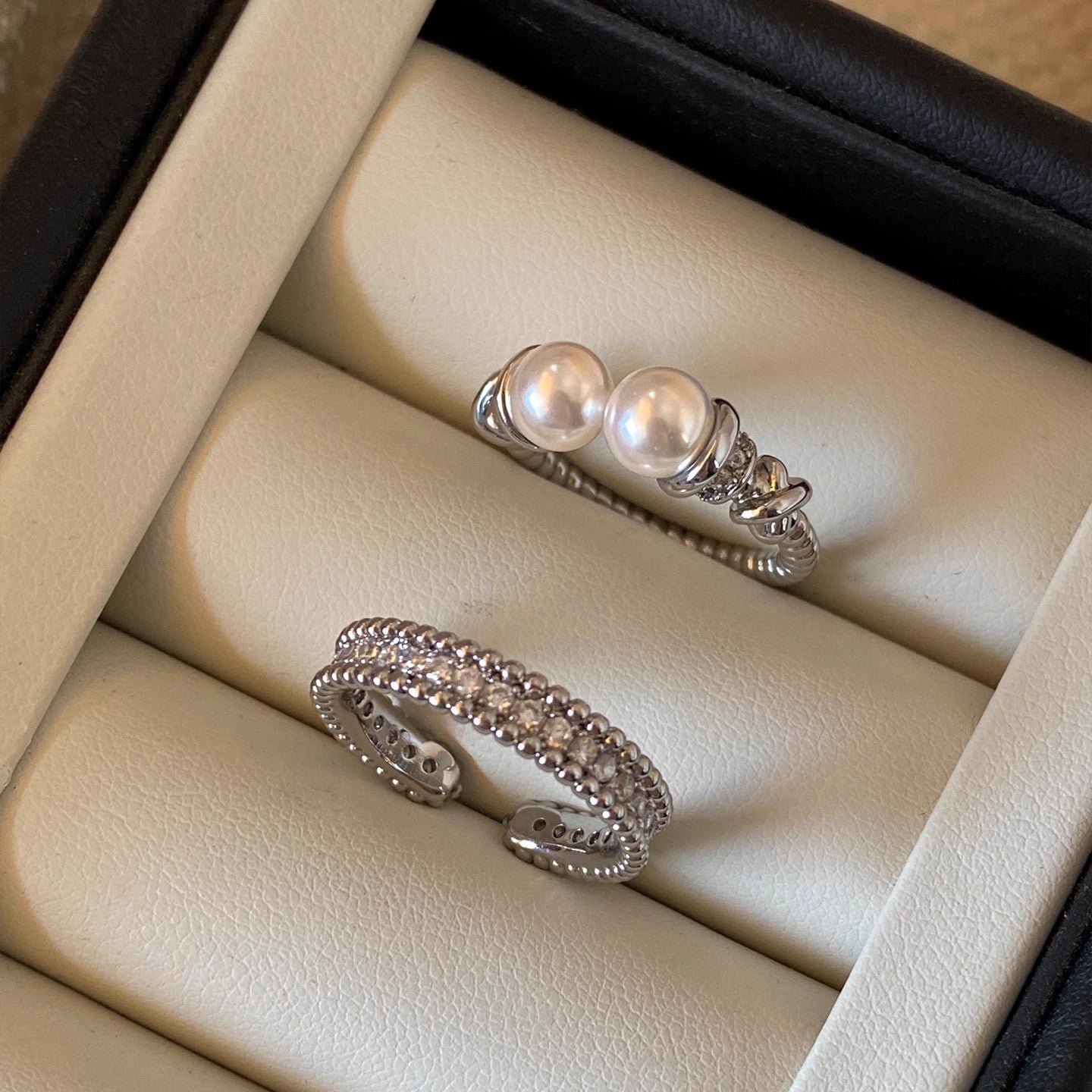 A2廠 韓國韓版紋路珍珠開口戒指-2件1組 批發 折扣@洽客服 25.12.W2「HR2817」