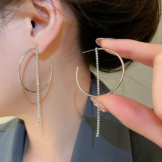 A2廠 韓國韓版鑲鑽圓形流蘇銀針耳環 批發 折扣@洽客服 25.12.W4「HE29662」