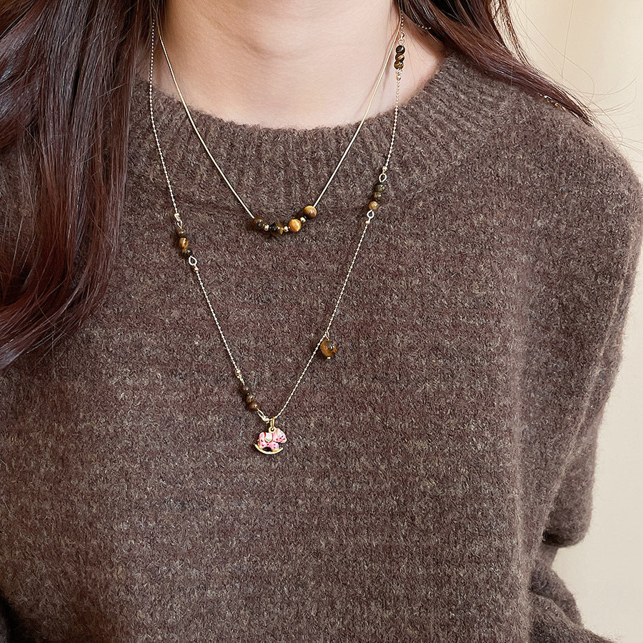 A2廠 韓國韓版不銹鋼虎眼石小馬項鍊 批發 折扣@洽客服 26.01.W1「HN10849」