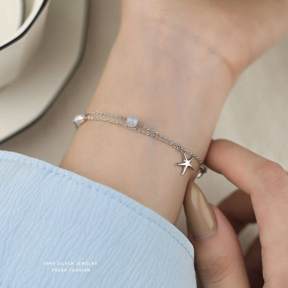 C廠 韓國韓版海藍寶星貝殼S999純銀手鍊 批發 折扣@洽客服 25.12.W2「L1224」