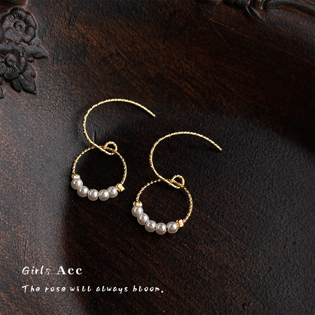 A廠 日韓款 小香風環珍珠銀針耳環 批發 折扣@洽客服 25.10.W5「6782」