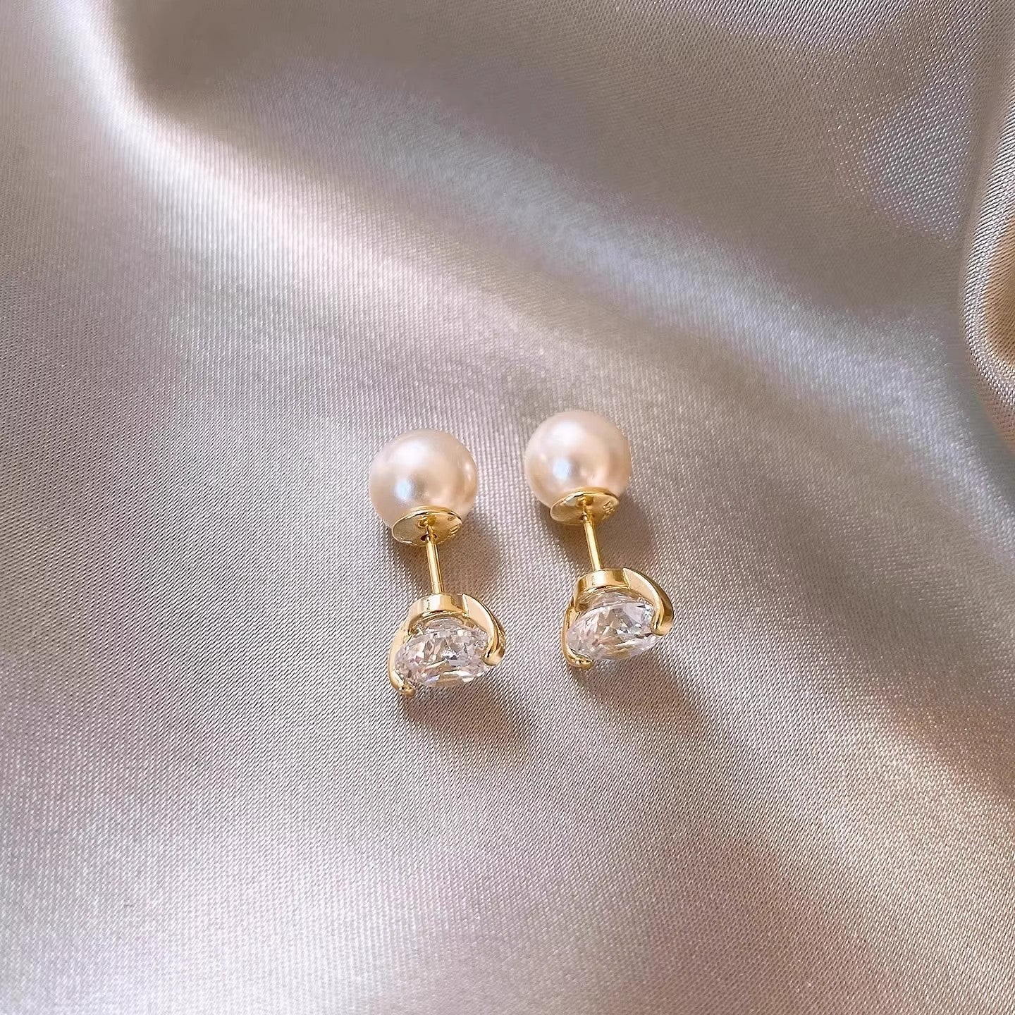 A2廠 韓國韓版圓鋯石珍珠鈦鋼銀針耳環 批發 折扣@洽客服 26.02.W3「HE30464」