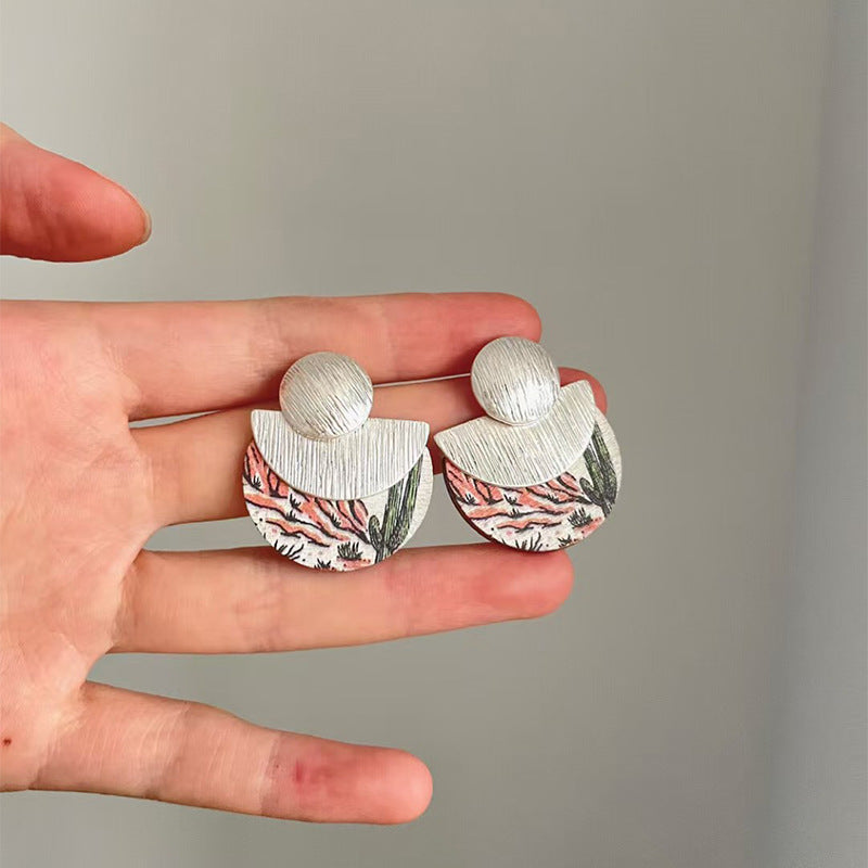 A2廠 韓國韓版民族風木頭幾何圓銀針耳環 批發 折扣@洽客服 25.10.W3「WE4768」