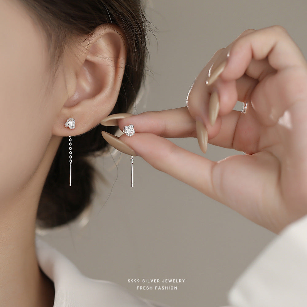 C廠 韓國韓版編織紋如意繩結S999純銀耳環 批發 折扣@洽客服 25.12. W2「F6368」