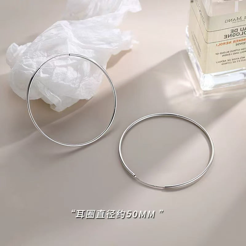 A廠 銅鍍厚銀｜大圓圈素圈銀針耳環批發 折扣@洽客服 26.07.W4「EH86-4」