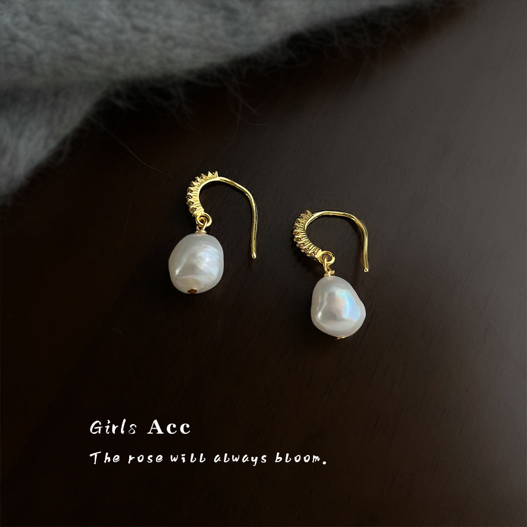 A廠 日韓巴洛克天然淡水珍珠銀針耳環 批發 折扣@洽客服 25.12.W3「1486」