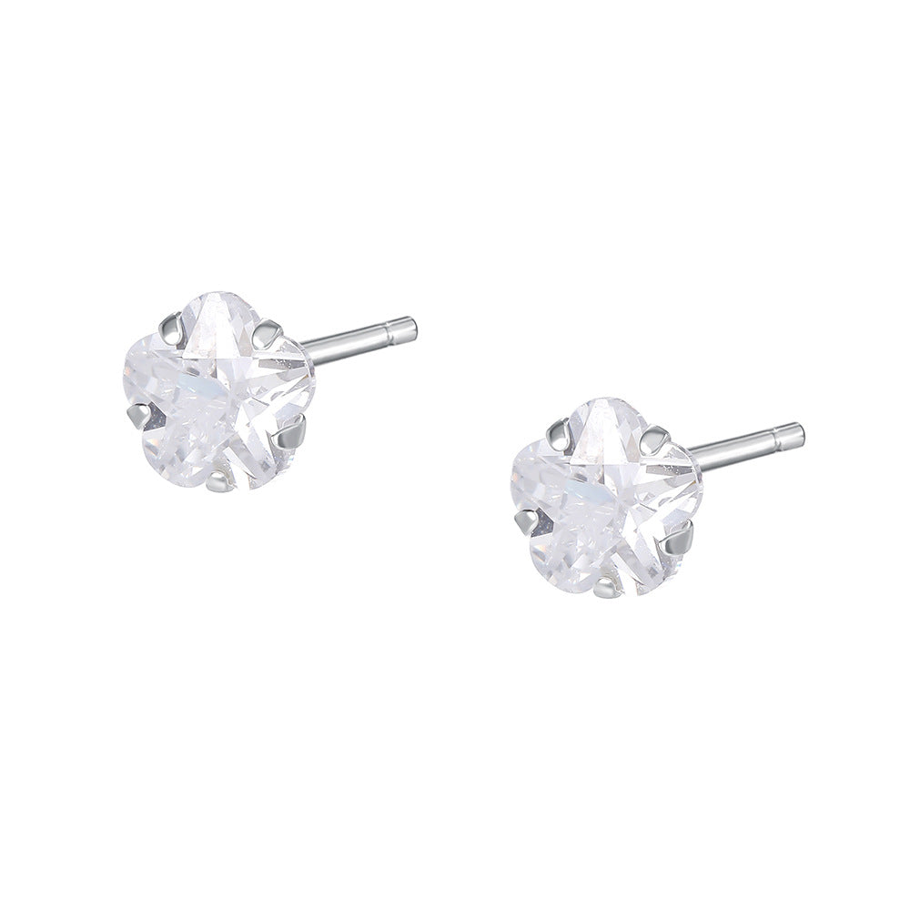 C廠 韓國韓版養耳洞～四爪鋯石花朵S925純銀耳環 批發 折扣@洽客服 25.11.W3「E3512-1」