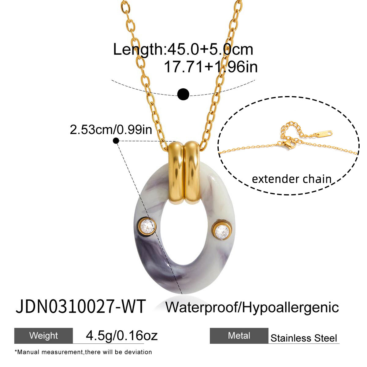 B廠 鈦鋼鍍18K金｜ 暈染樹脂項鍊 批發 折扣@洽客服 26.01.W2「JDN0310027」