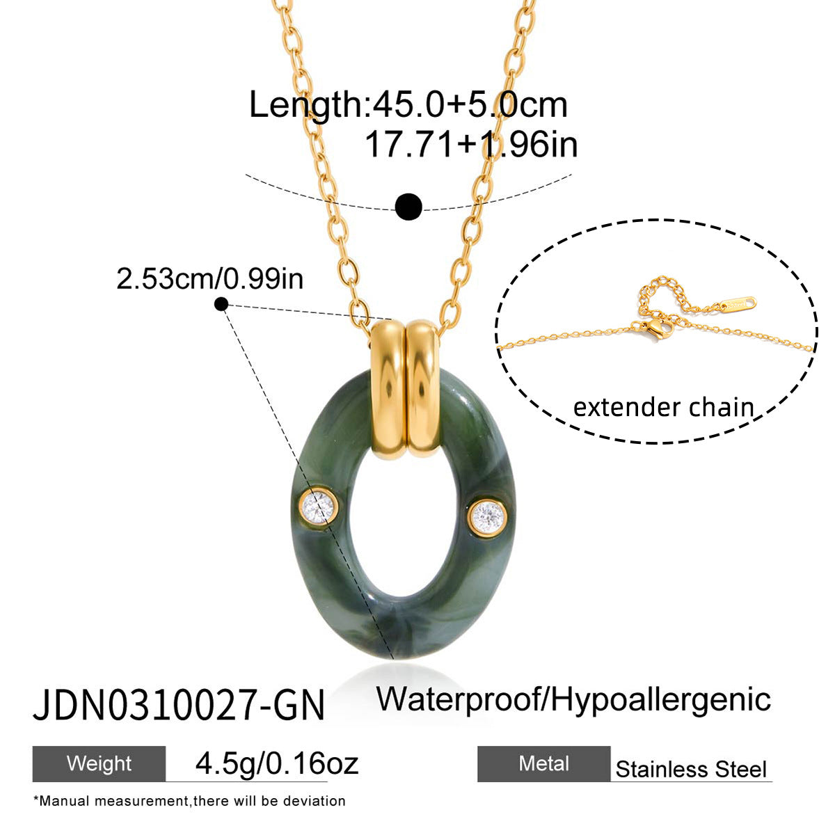 B廠 鈦鋼鍍18K金｜ 暈染樹脂項鍊 批發 折扣@洽客服 26.01.W2「JDN0310027」