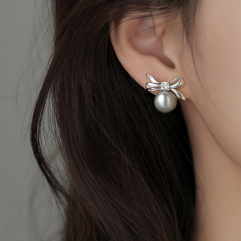 A2廠 韓國韓版 鋯石圓形蝴蝶結珍珠耳環批發 折扣@洽客服 26.03.W2「HE30873」