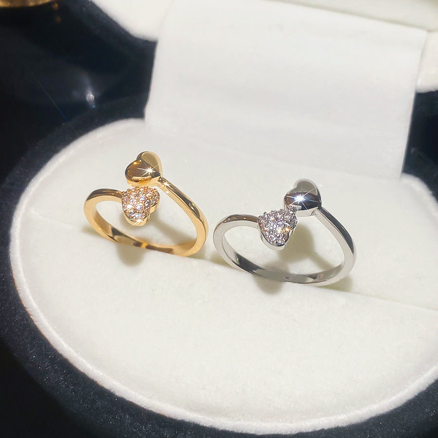 A2廠 韓國韓版鋯石愛心銅鍍18k真金開口戒指 批發 折扣@洽客服 26.02.W3「HR2933」