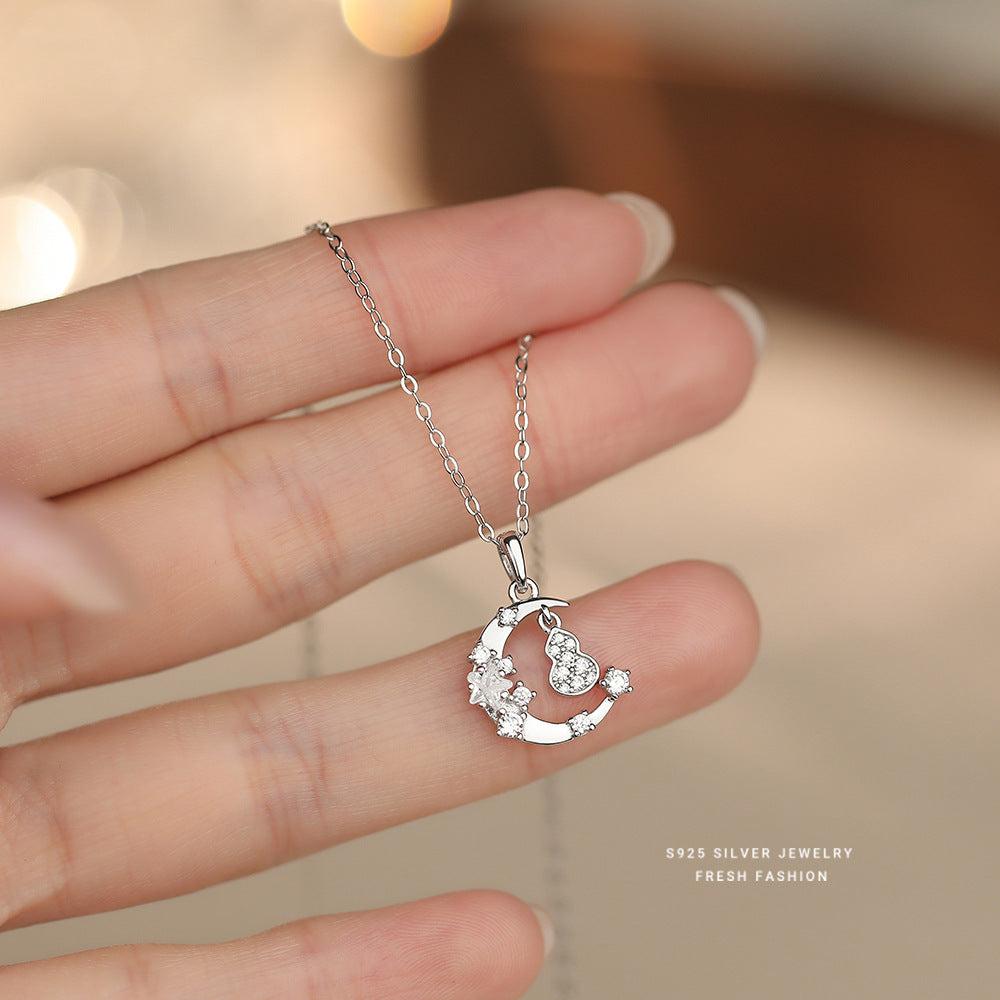 C廠 S925純銀｜韓國韓版月亮葫蘆花朵項鍊 26.02.W1「YA0564」