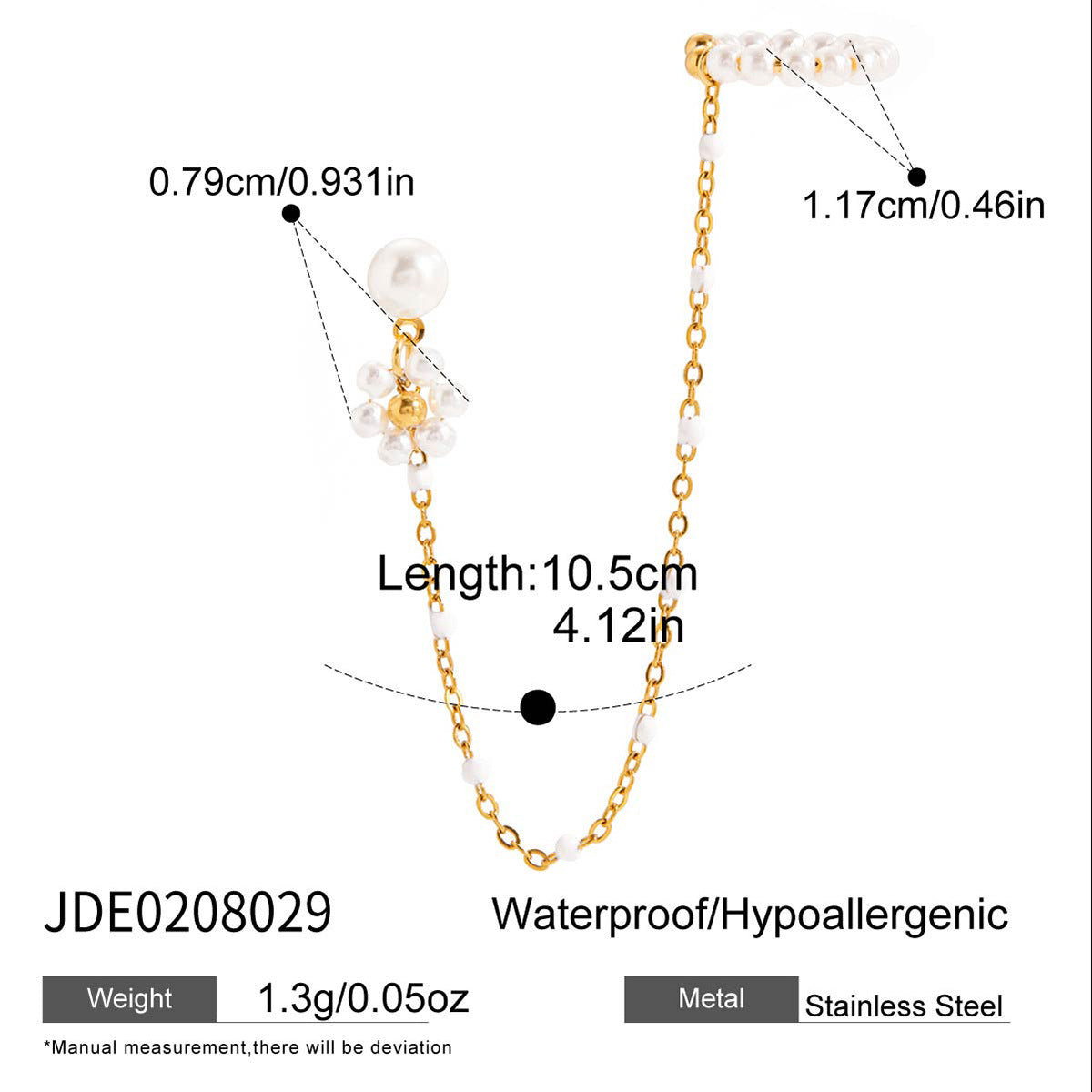 B廠 歐美款FLORA 珍珠鈦鋼鍍18K金耳環 批發 折扣@洽客服 25.12.W3「JDE0208029」