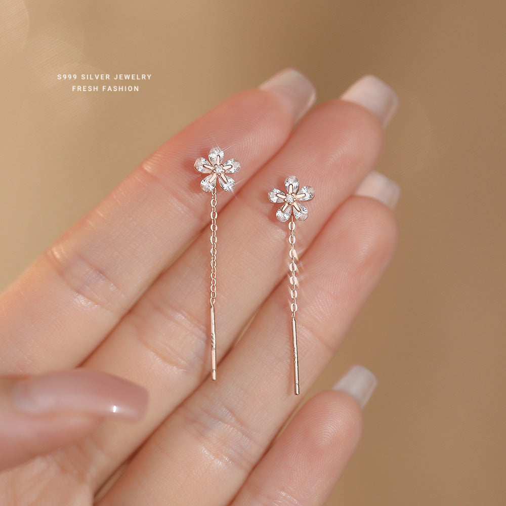 C廠 韓國韓版鋯石小花S999純銀耳線 批發 折扣@洽客服 24.11.W2「E2916」