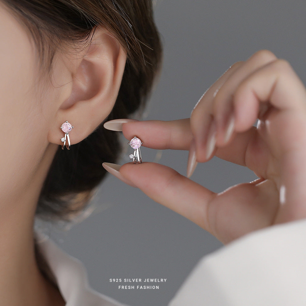 C廠 韓國韓版小清新淺粉煙火S925純銀耳夾 批發 折扣@洽客服 26.01.W1「E5773」