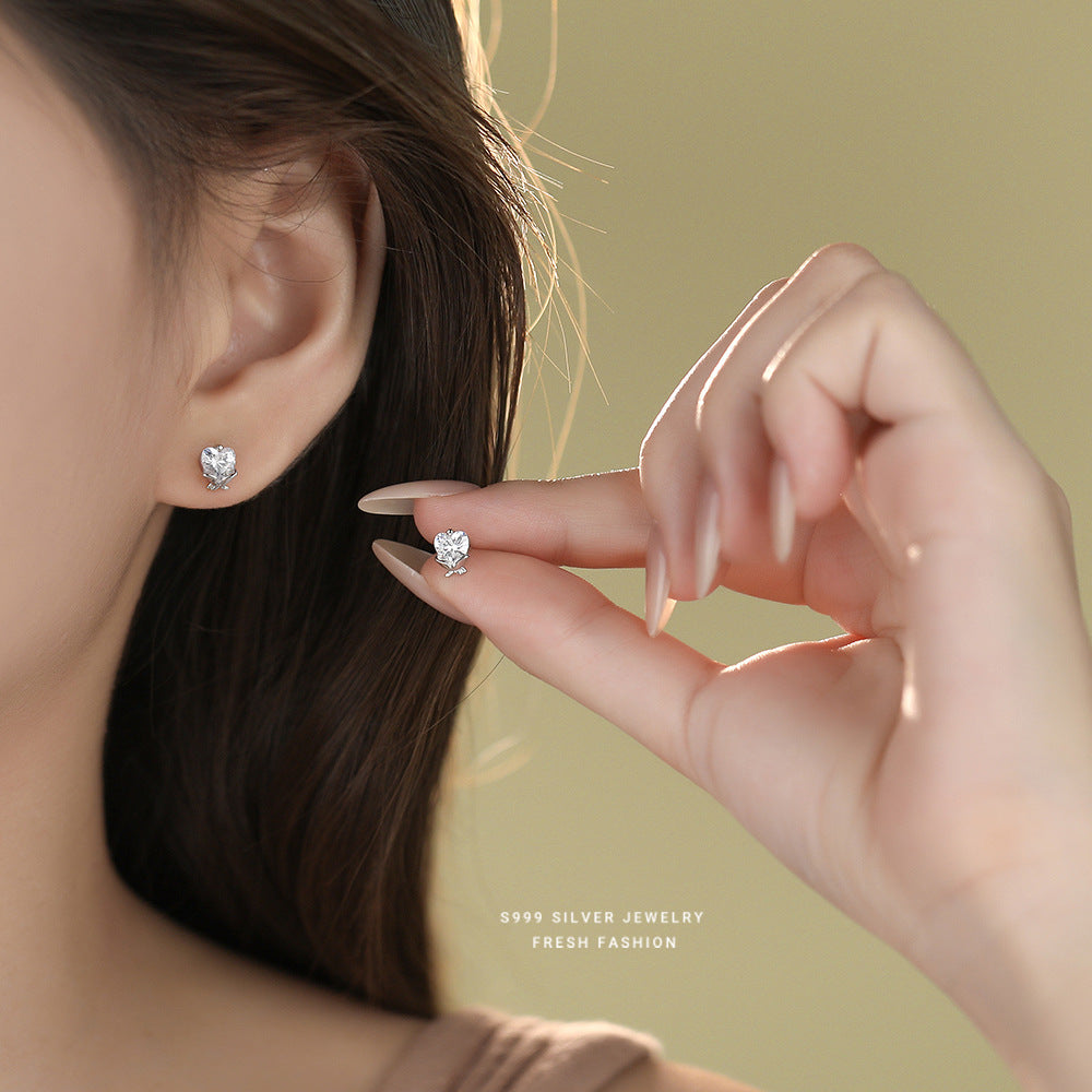 C廠 韓國韓版設計感玫瑰心S999純銀耳環 批發 折扣@洽客服 25.12.W4「E5940」