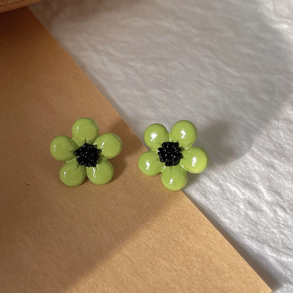 A廠 日韓款 小清新酪梨綠滴油花朵銀針耳環 批發 折扣@洽客服 25.11.W1「A46」