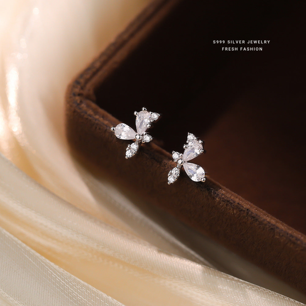 C廠 韓國韓版精緻鋯石蝴蝶S999純銀耳環 批發 折扣@洽客服 25.12. W2「E5875」