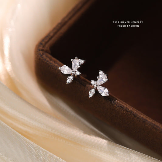 C廠 韓國韓版精緻鋯石蝴蝶S999純銀耳環 批發 折扣@洽客服 25.12. W2「E5875」