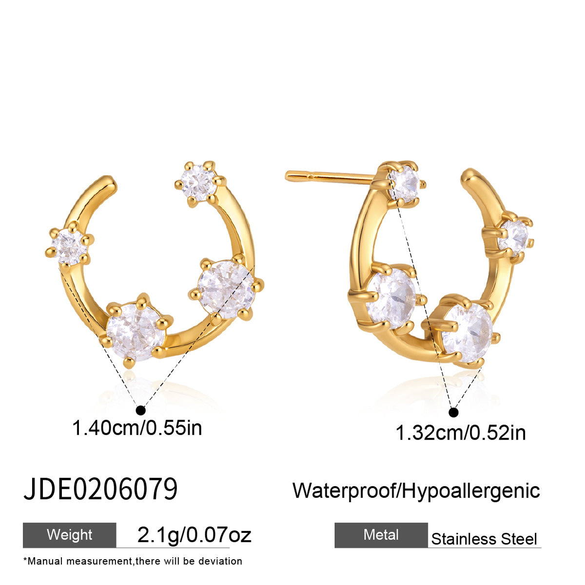 B廠 歐美款U形馬蹄鈦鋼鍍18K金耳環批發 折扣@洽客服 26.·10.W3「JDE0206079,JDE0206080」