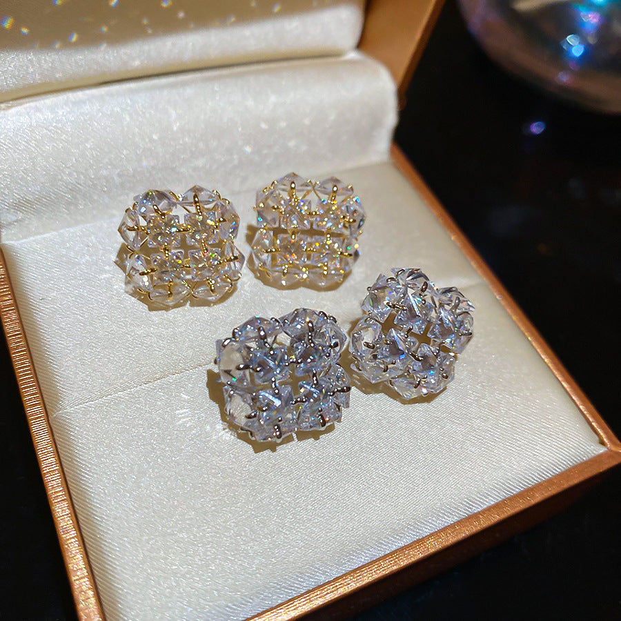 A2廠 韓國韓版鑲鋯石方形吊墜電鍍14K真金銀針耳環 批發 折扣@洽客服 25.11.W3「WE4816」