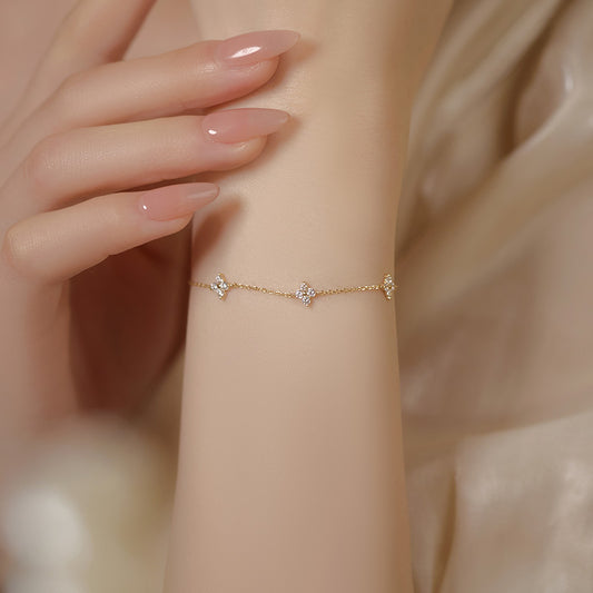 C廠 韓系 滿天星四葉草S925銀手鍊批發 折扣@洽客服 26.06.W3「BRS3274」