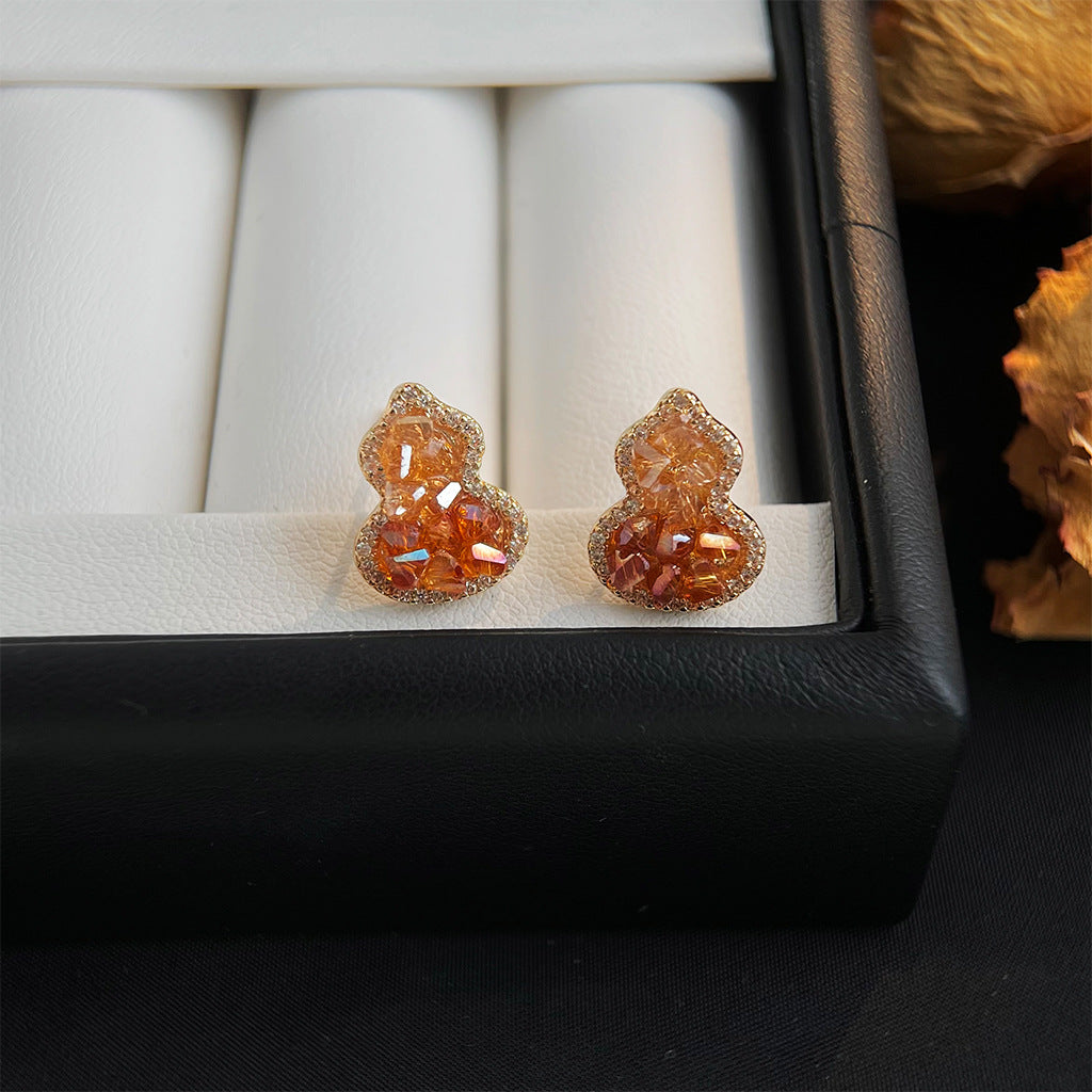 A廠 日韓款「福祿多多」輕奢風爆閃葫蘆耳環 批發 折扣@洽客服 26.01.W1「6949」